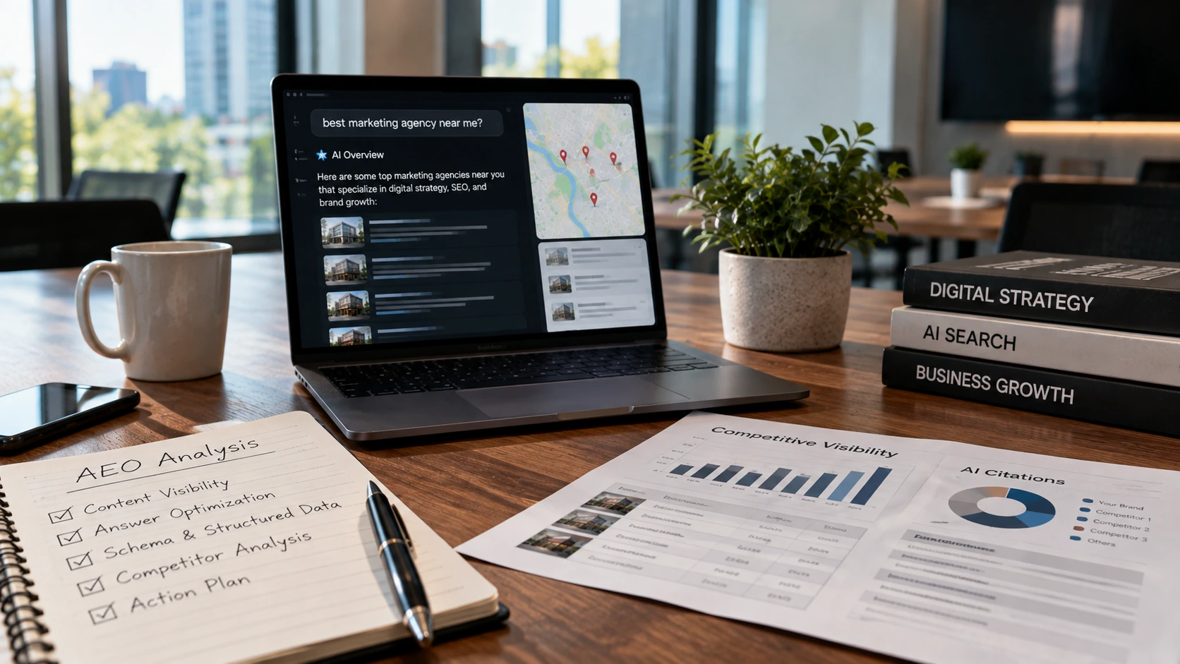 AEO analysis measuring content visibility in AI-generated search answers
